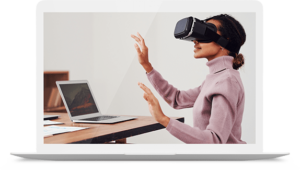 person working on virtual reality with Ai