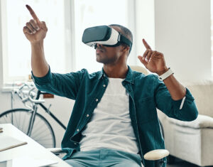 Man having a VR device on his eyes