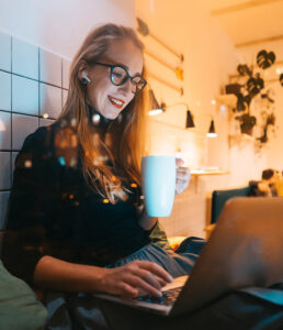 Woman working with her laptop