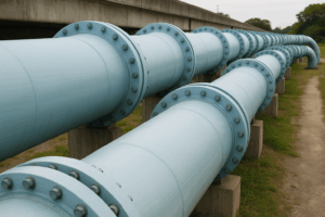 Industrial Pipelines Against Overcast Sky